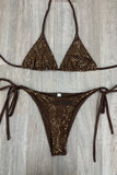 BRONZE CHECK TIE SIDE BIKINI SET