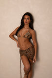 LEOPARD MESH FRONT RUCHED MINI