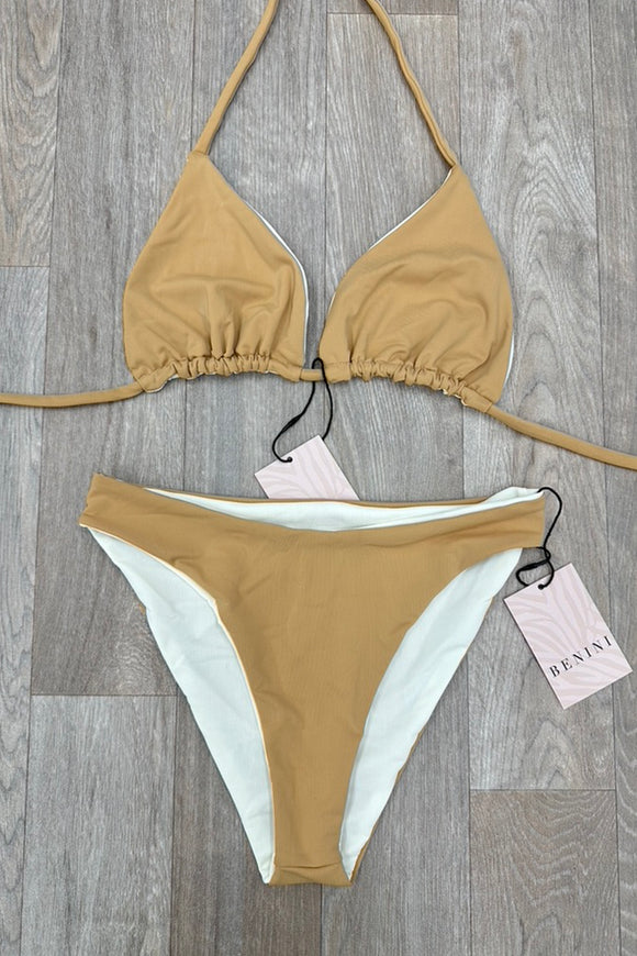 TWO TONE NUDE REVERSIBLE BIKINI SET