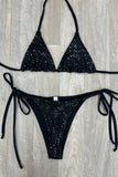 BLACK CHECK TIE SIDE BIKINI SET