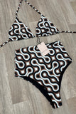 CHOCOLATE SWIRL HIGH WAISTED BIKINI SET