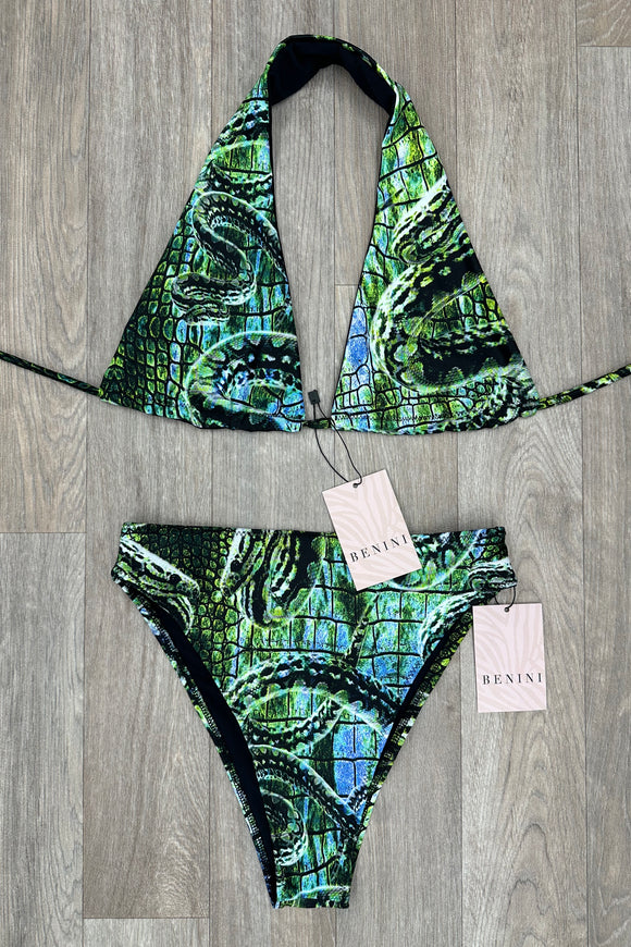 SNAKE HALTER BIKINI SET