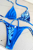 HALF & HALF BIKINI SET - COBALT BLURRED LINES X COBALT