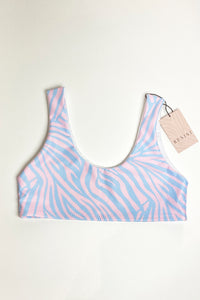 PINK & BLUE ZEBRA SCOOP NECK TOP SIZE 8